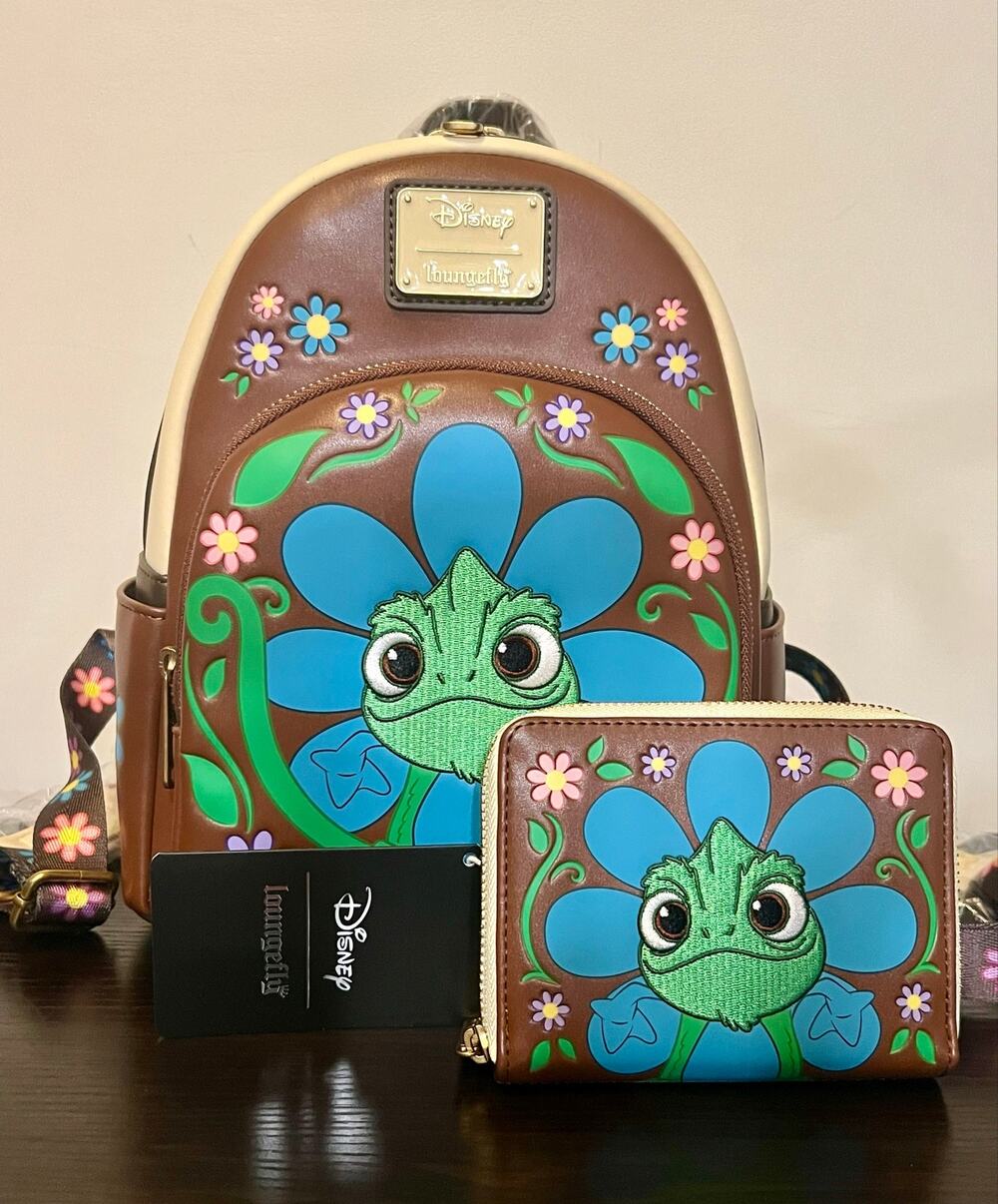 Loungefly Disney Tangled Pascal Flower Mini Backpack Wallet Set